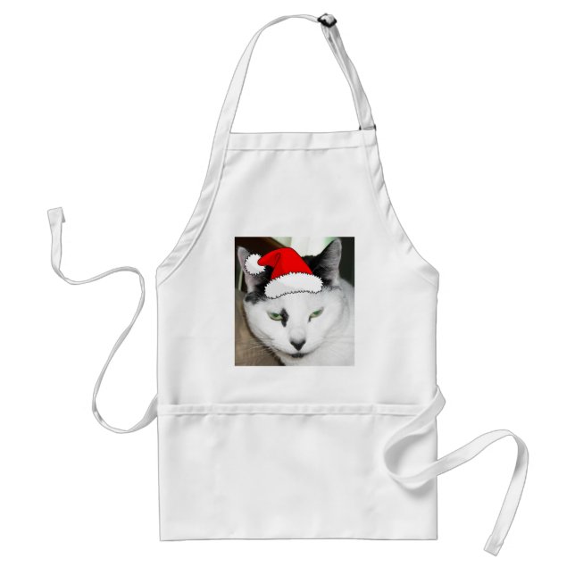 Christmas Black and White Kitten Standard Apron (Front)
