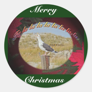 Christmas Black Backed Gull Christmas Caroling Classic Round Sticker