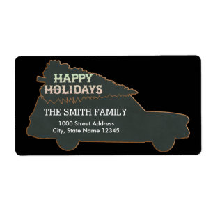 Christmas Black Background Car with Tree