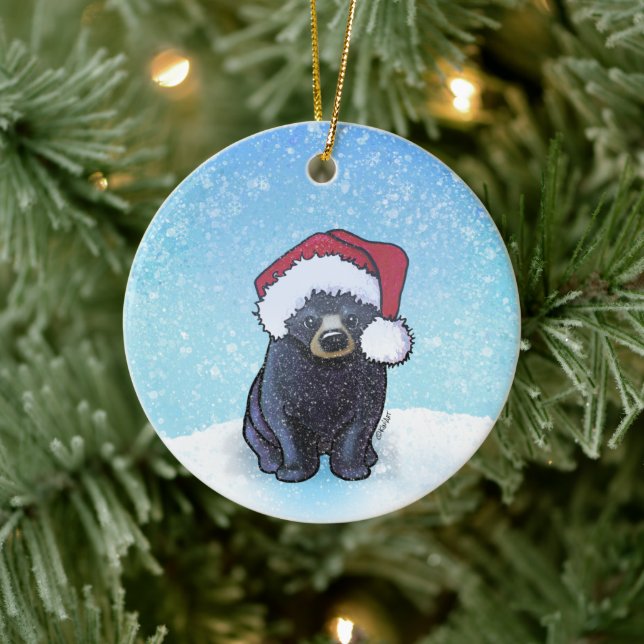 Christmas Black Bear Cub Ceramic Tree Decoration (Tree)
