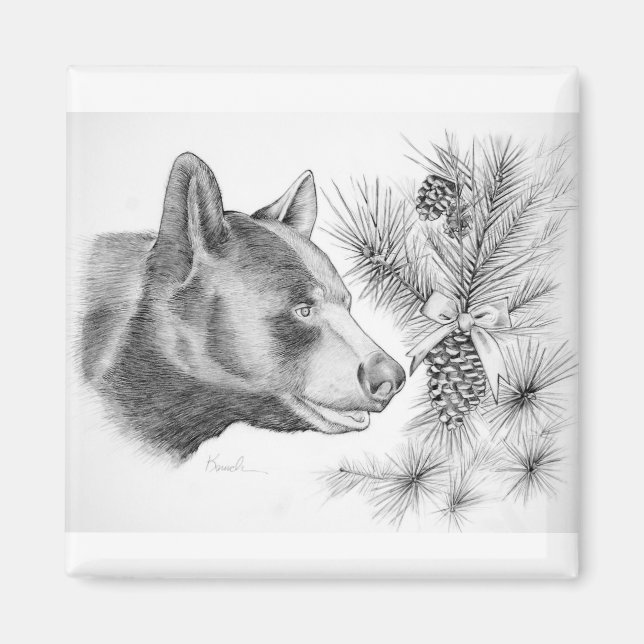 Christmas Black Bear Magnet (Front)