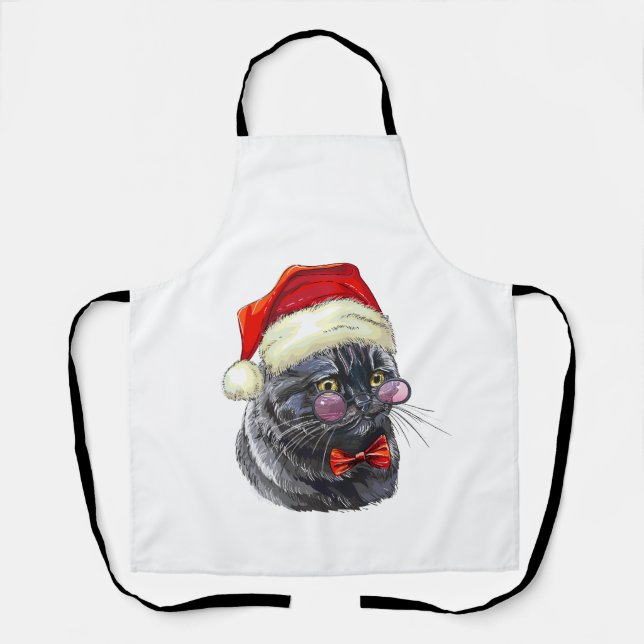 Christmas Black Cat  Apron (Front)