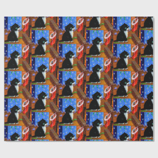 Christmas Black Cat Art Painting Wrapping Paper