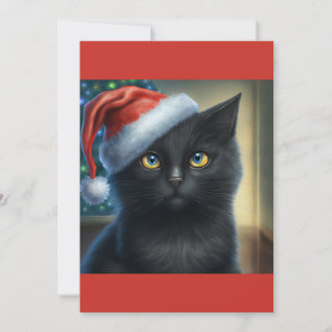 Christmas black cat gift T-Shirt Holiday Card