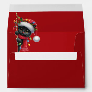 Christmas Black Cat Holiday Envelope
