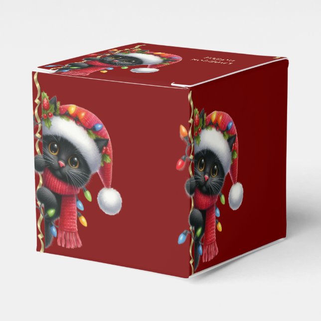 Christmas Black Cat Holiday Favour Box (Front Side)