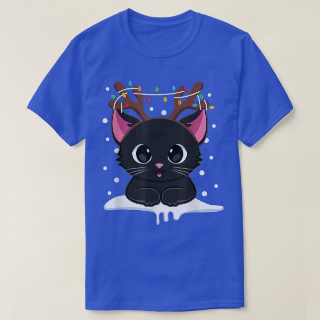 Christmas Black Cat Reindeer Antlers Catmas Women  T-Shirt (Design Front)