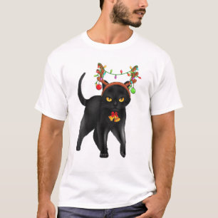 Christmas Black Cat Reindeer Antlers Catmas Women T-Shirt