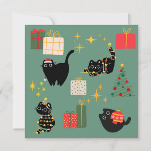 Christmas Black Cats Card