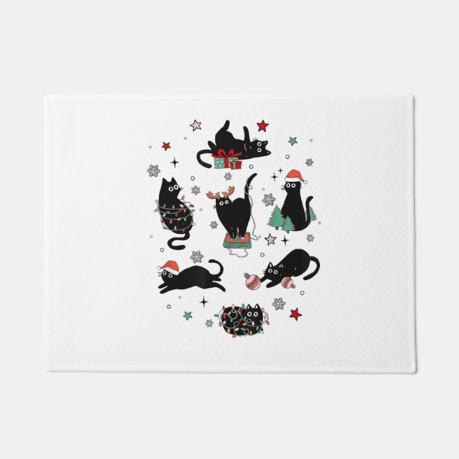 Christmas Black Cats Doormat (Front)
