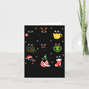 Christmas Black Cats Merry Christmas Cute Holiday Card