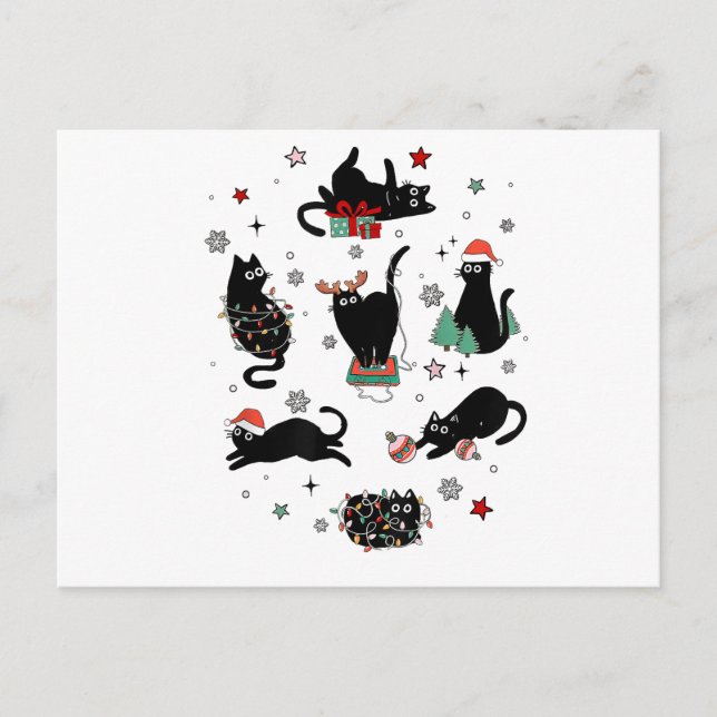 Christmas Black Cats Postcard (Front)