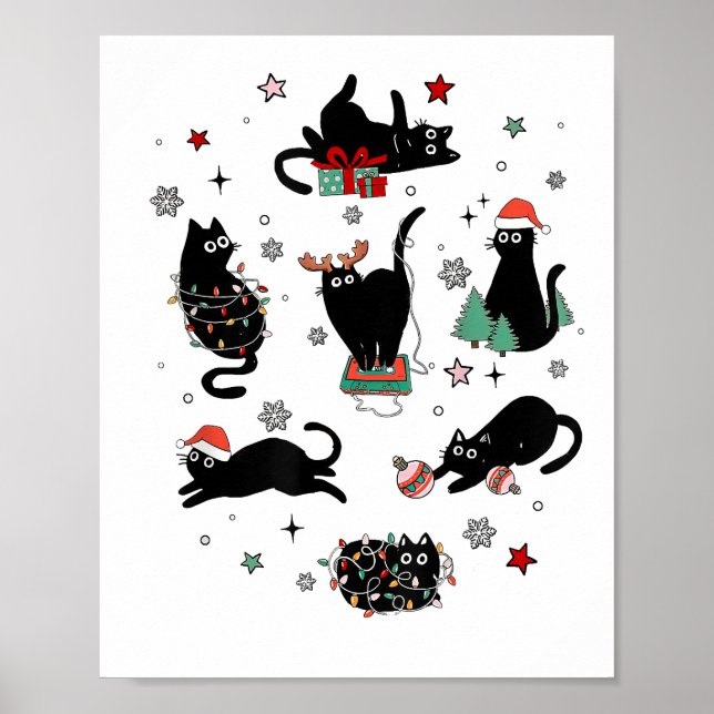 Christmas Black Cats Poster (Front)