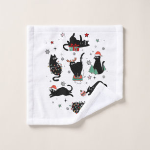 Christmas Black Cats Wash Cloth