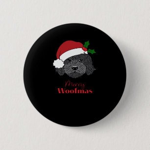 Christmas Black Cockapoo, Cavapoo, Cavoodle, Merry 6 Cm Round Badge