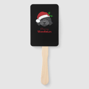 Christmas Black Cockapoo, Cavapoo, Cavoodle, Merry Hand Fan
