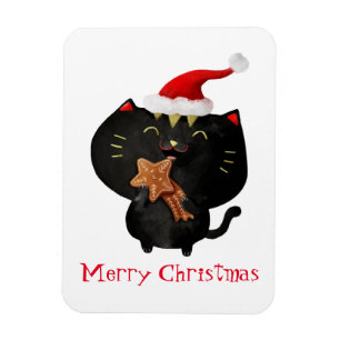 Christmas Black Cute Cat Magnet