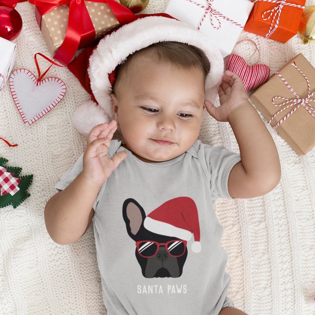 Christmas Black French Bulldog Baby Bodysuit (Creator Uploaded)