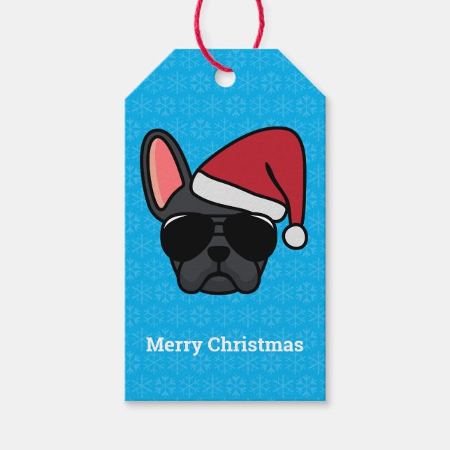 Christmas Black French Bulldog Gift Tags (Front)