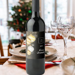 Christmas black gold bauble team photo logo wine label<br><div class="desc">Black background. Personalise and add your own photo and company logo. A golden Christmas tree bauble as frame. Add a text,  name or your web url.</div>