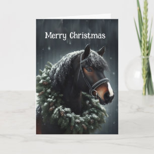  Christmas Black Horse Wreath  Card