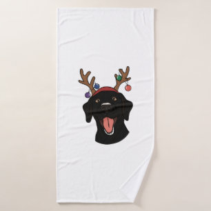 Christmas Black Lab   Bath Towel