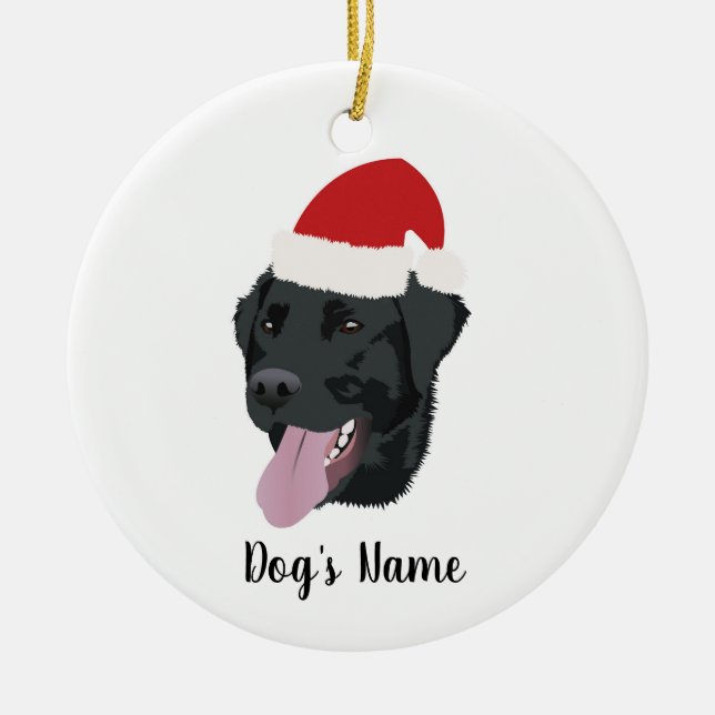 Christmas Black Lab Ceramic Tree Decoration (Front)