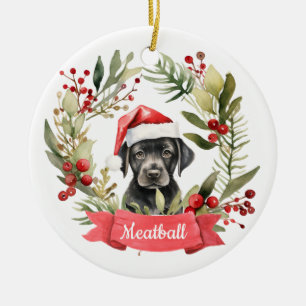 Christmas Black Lab Personalized  Ceramic Tree Decoration