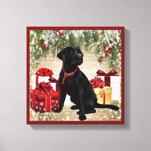 CHRISTMAS BLACK LABRADOR CANVAS PRINT