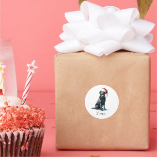 Christmas Black Labrador Dog in Santa Hat Sticker