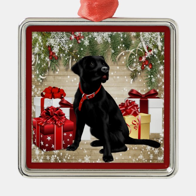 CHRISTMAS BLACK LABRADOR METAL TREE DECORATION (Front)