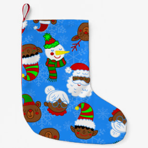 christmas black mrs claus african santa elf bear  small christmas stocking