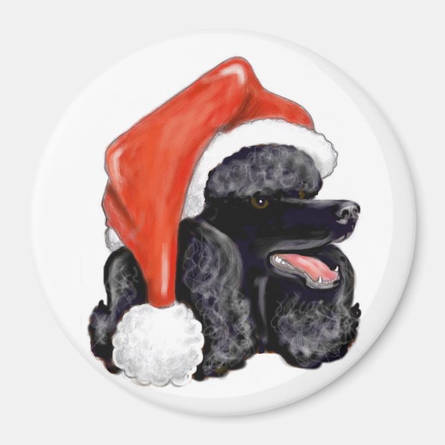 Christmas Black Poodle Magnet (Front)