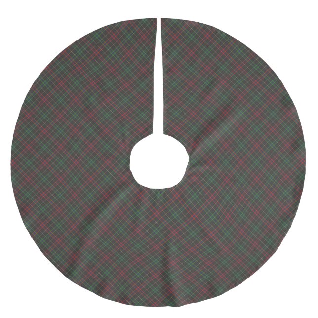 Christmas black red green plaid diagonal pattern brushed polyester tree skirt (Front)