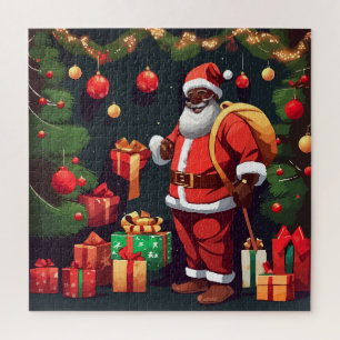 Christmas black santa jigsaw puzzle