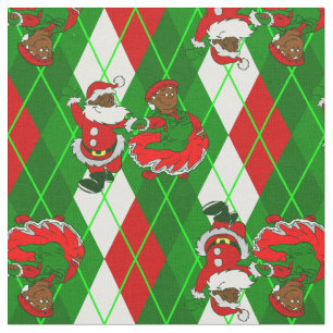 christmas black santa wife plaid fabric