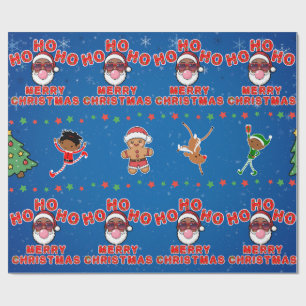 Christmas Black Santa Wrapping Paper