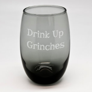 Christmas Black Stemless Wine Glass