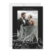 Christmas Black White Merry and Married