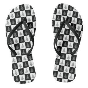 Christmas Black White Pattern Stylish Holiday Jandals