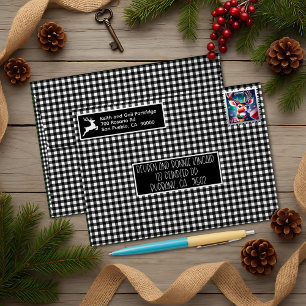 Christmas Black & White Plaid Custom Name/Address Envelope
