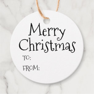 Christmas black white to from blank cute favour tags