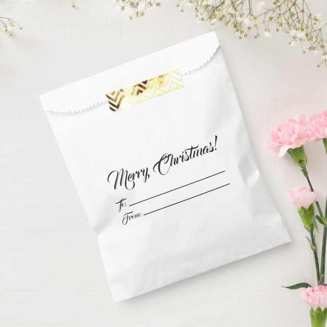 Christmas black white to from blank script elegant favour bags (Sealed)