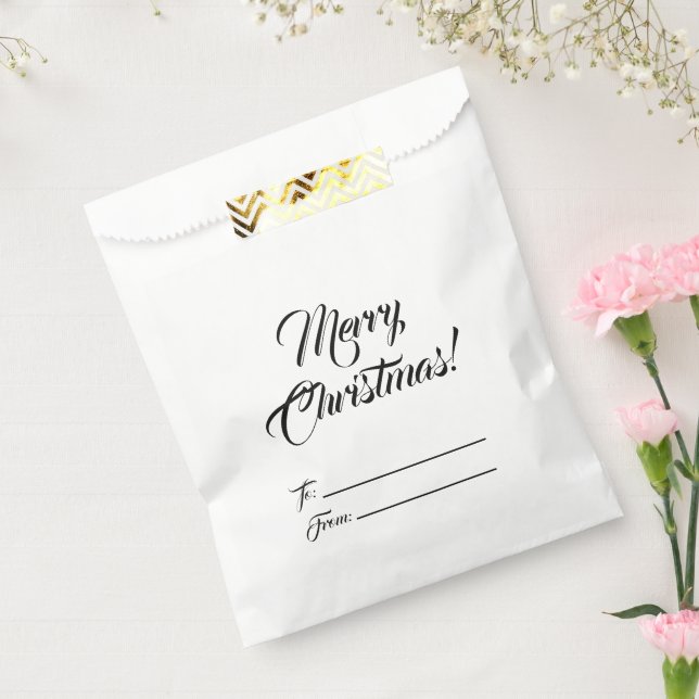 Christmas black white to from blank script elegant favour bags (Sealed)