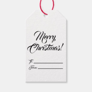 Christmas black white to from blank script elegant gift tags