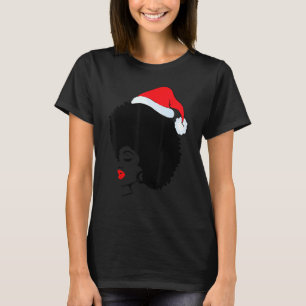 Christmas Black Women African American Santa Hat P T-Shirt