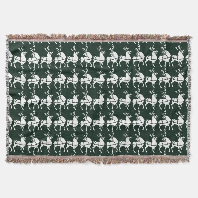 Christmas Blanket Holiday Reindeer Throw Blankets (Front)