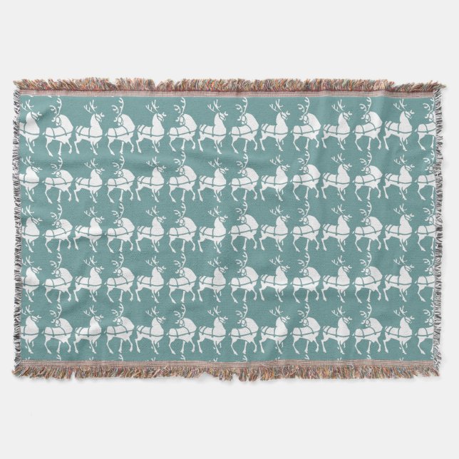 Christmas Blanket Holiday Reindeer Throw Blankets (Front)