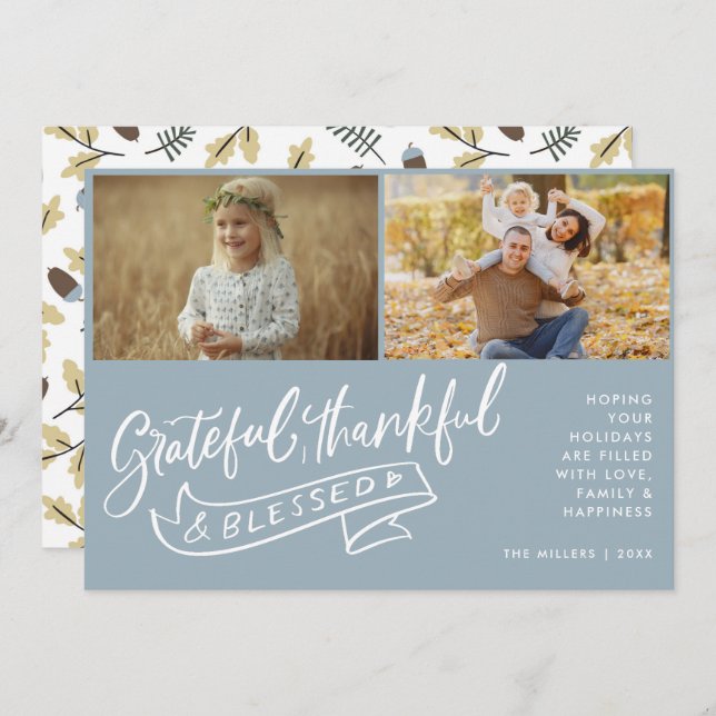 Christmas Blessed Family Photo Modern (Front/Back)