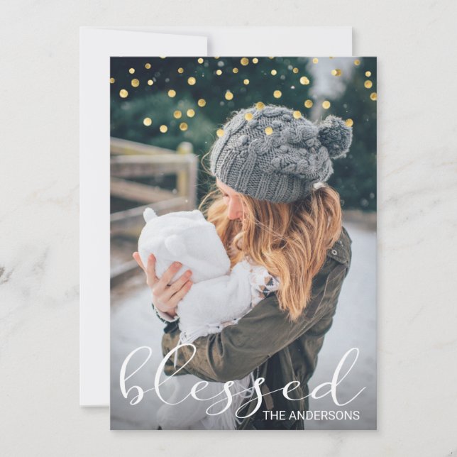 Christmas Blessed Gold Confetti Overlay PHOTO (Front)